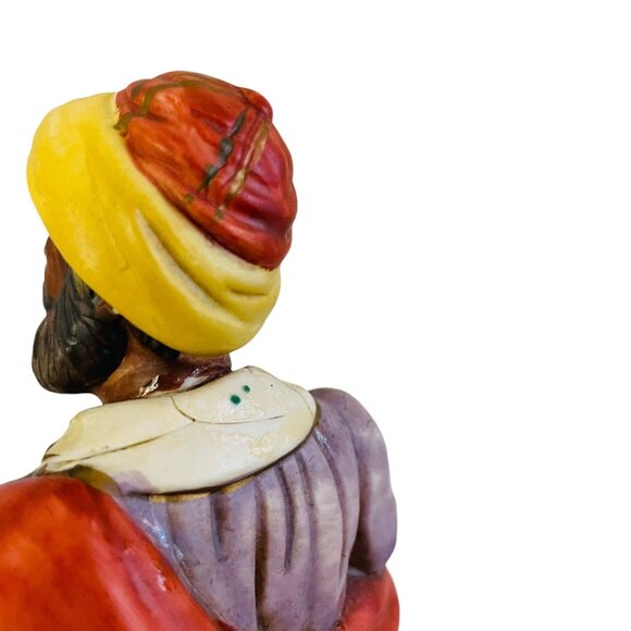 Hand-Painted Ceramic Wise Man Figurine Holding Incense Yellow Red Purple - Picture 5 of 16